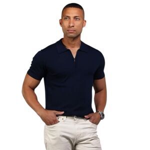 Collars & Co Polo Mens 2XL Navy Blue 1/4 Zip Merino Wool Old Money Venetian NWT